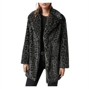 ALL SAINTS Amice Leopard Print Faux Fur Coat NWOT